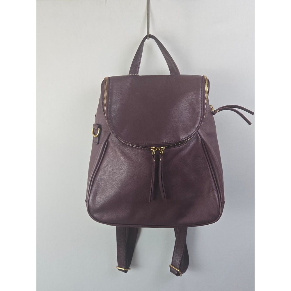 Osgood Marley Plum Leather Convertible Backpack Handbag Gold Hardware RFID